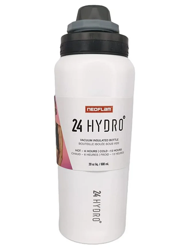 نيو فلام قارورة رياضية من الفولاذ المقاوم للصدأ مزدوجة الجدار باللون الأبيض